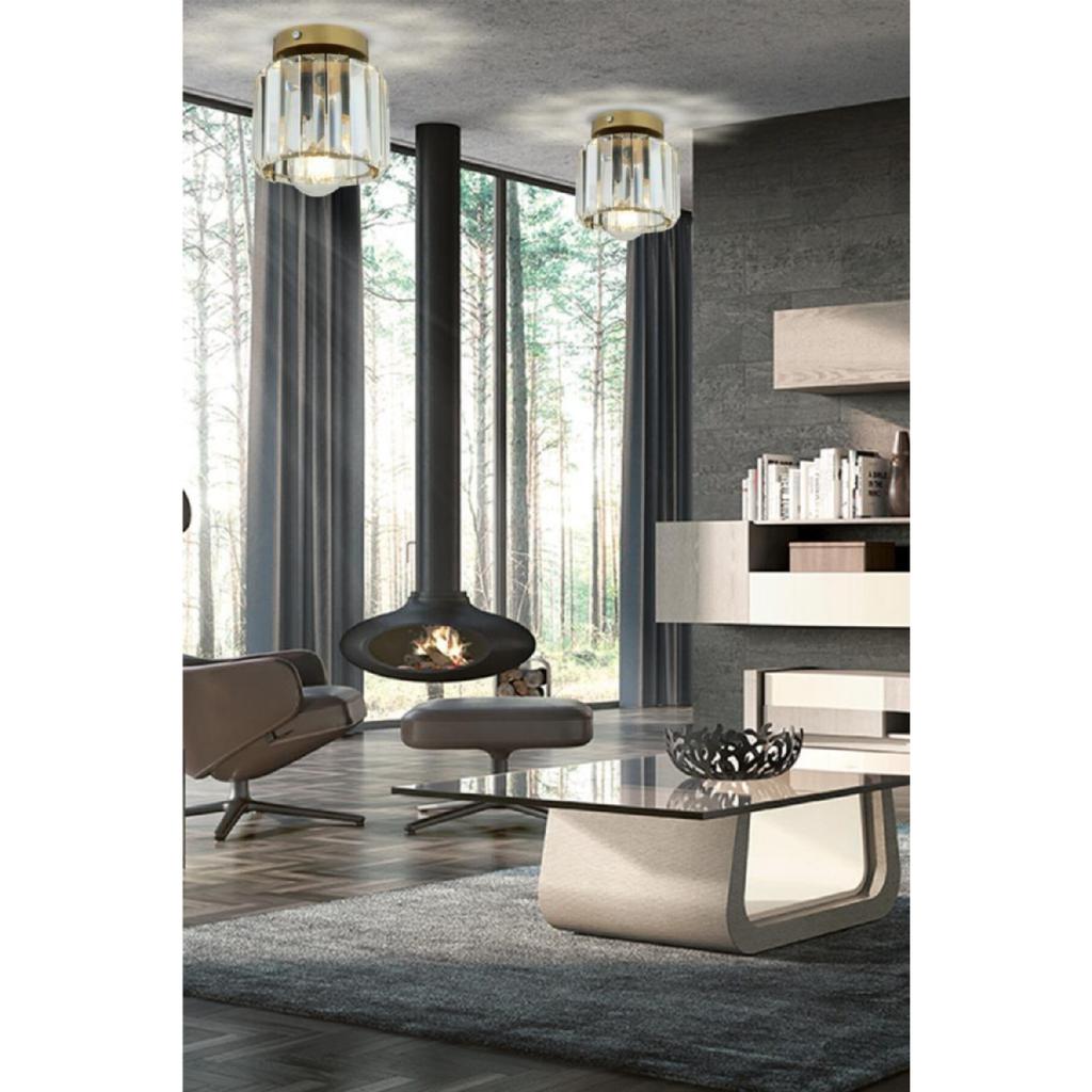 Plafonier Candelabru din piatră de un singur cristal de argint