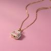 Mom Square Openable Pendant Necklace Fashionable Versatile Collarbone Chain New Year'S Gift 18K