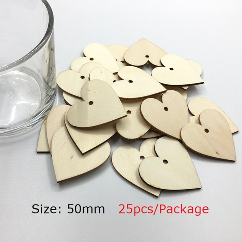 Handmade Wooden Love Heart Shaped Wedding Holiday Decorations Scrapbooking Wood Crafts DIY Birthday Party Supplies