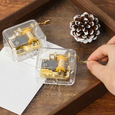 18 Notes Clear Acrylic Music Box Hand Crank DIY Mechanical Music Box Classic Musical Ornaments DIY Craft Gift for