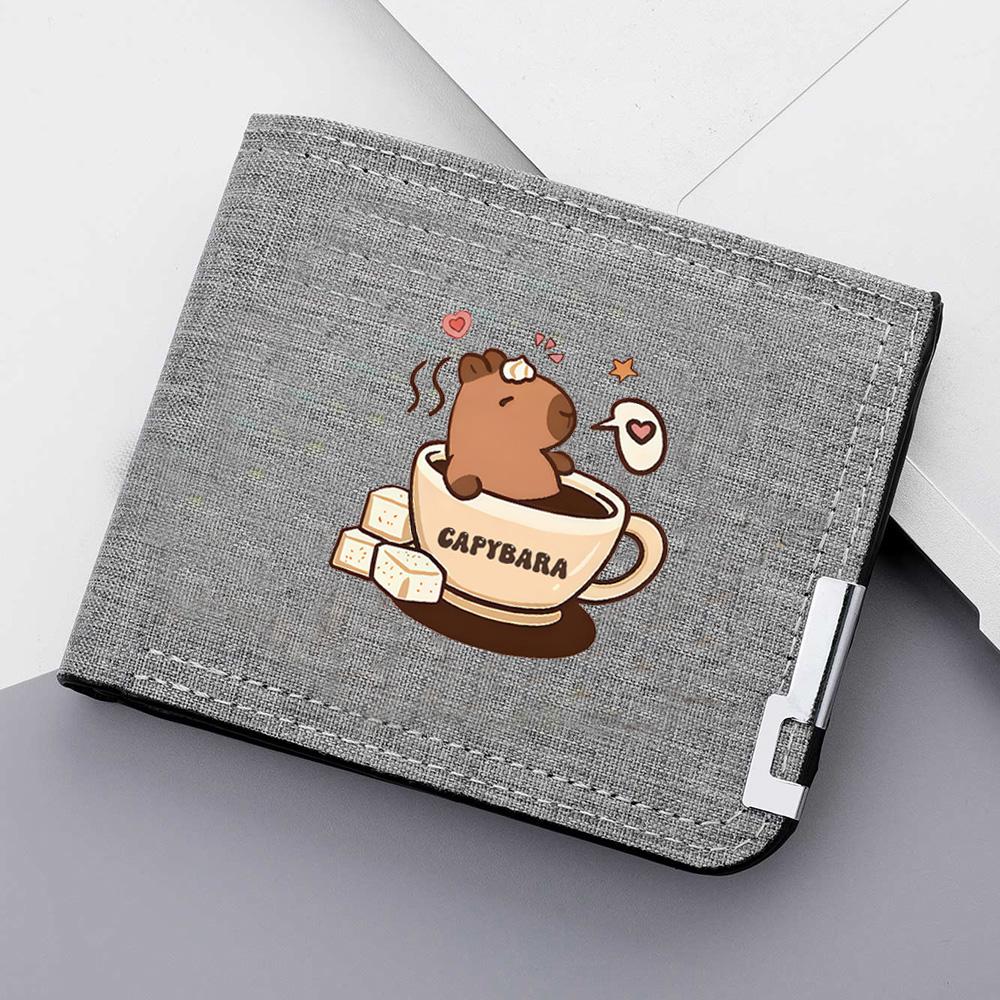 Capybara Anime Men s Wallet Cartoon Pattern Canvas Coin Wallet Men Credit Card Holder  Wallet