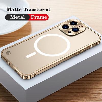 Luxury Aluminium Alloy Protective Metal Frame Case For iPhone 16 15 14 13 12 11 Pro Max All Inclusive Cover For Magsafe iPhone 14 Pro