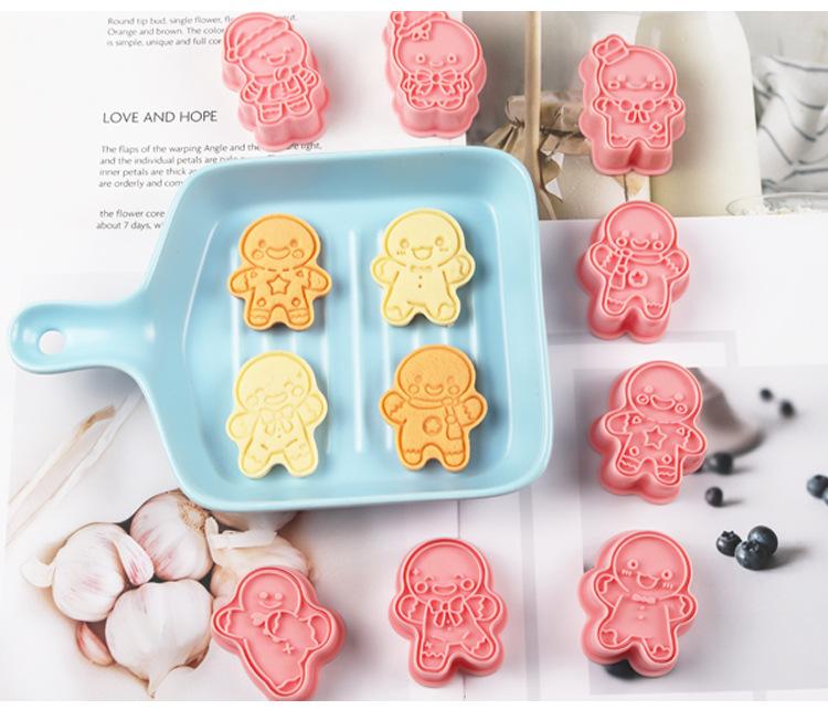 Christmas Cookie Cutter Gingerbread Man Stamp Mold Kids Christmas Party Embosser Biscuit Mold New Year Navidad Baking Decoration