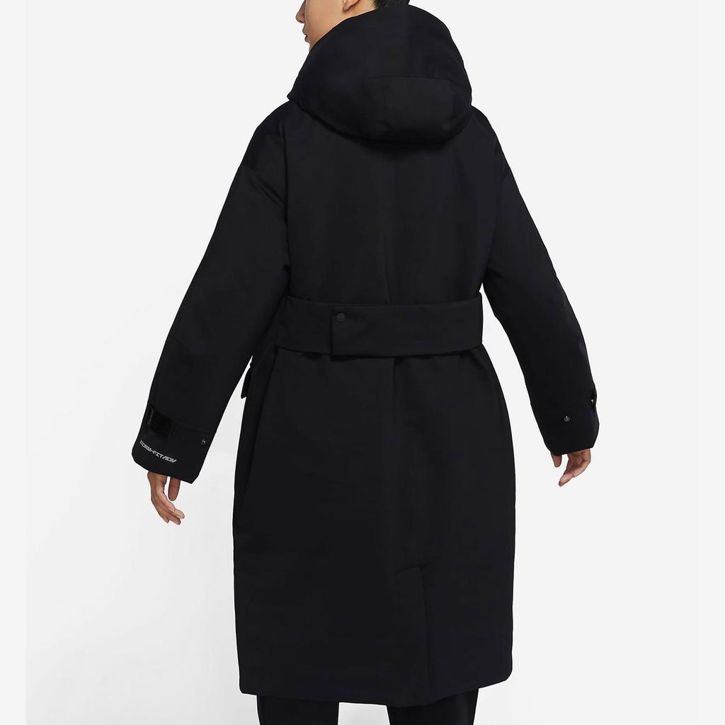 Nike Casual Logo Solid Color Long Hooded Jacket Cotton Coat Winter Women jackets Black DD4659-010