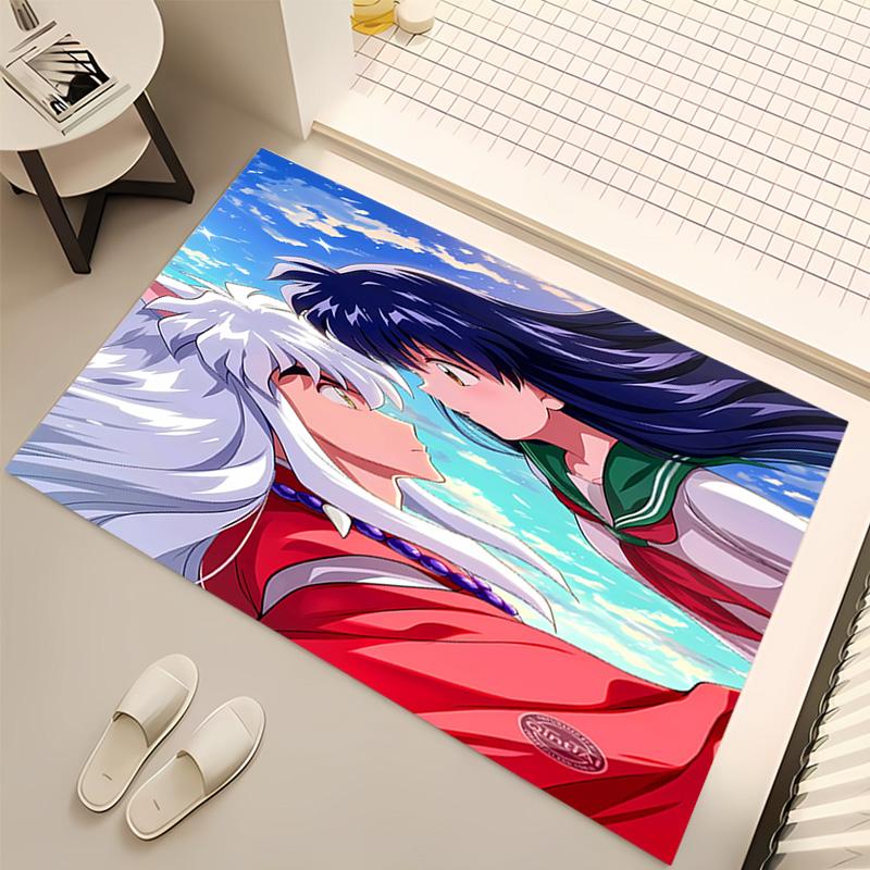 1pc Inuyasha & Kagome Print Area Rug - Soft, Washable Non-Slip Indoor Mat, Living Room, Home Office Decorative Rug,Office Decorative