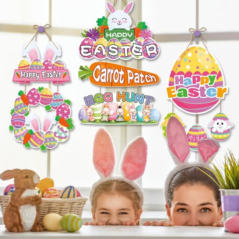 Modifiable Spring Paper Door Art Contains 4 Designs Easter Party Supplies Home Accessories For Creative Seasonal Decors