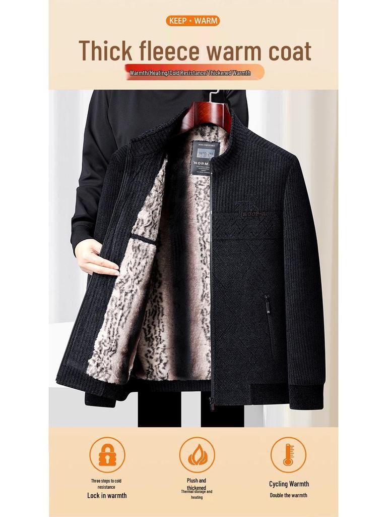 Men's Winter Jacket: Thick Chenille, Warm, Plus-Size for Middle-Aged & Elderly