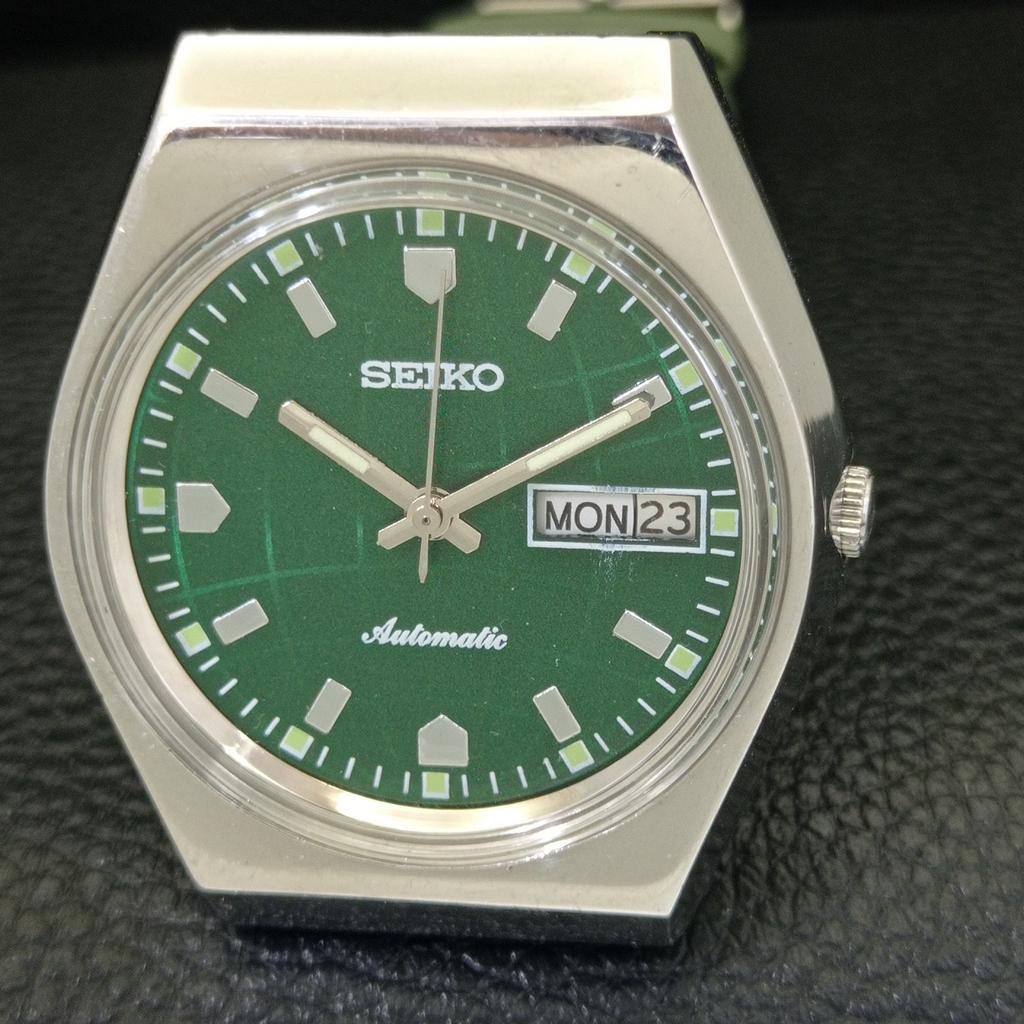 AUTOMATIC VINTAGE SEIKO JAPAN 6309A MENS GREEN COLOR DIAL WATCH A701334-5 R206a-a701334