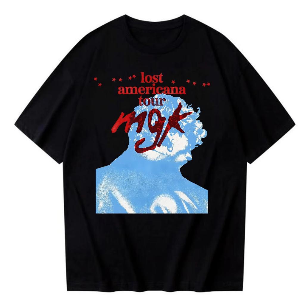 Mgk Lost Americana Tour 2026 Spring summer new Fashion Tshirt O Neck Harajuku y2k Short Sleeve top Casual Shirt for Fans Gift