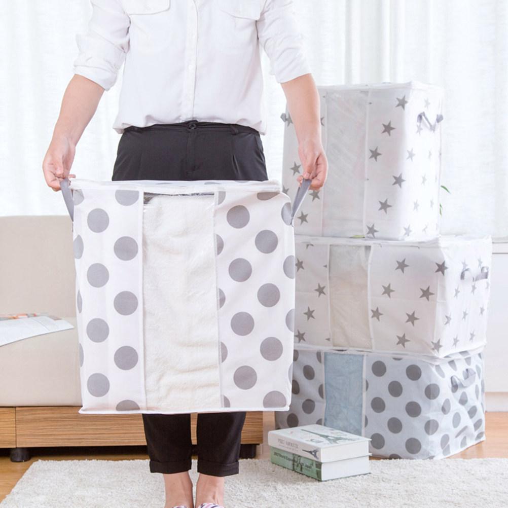 Storage Bag Non-Woven Fabrics Size L Foldable Closet Box For Quilt Clothes Blanket Moisture-Proof Space Saving