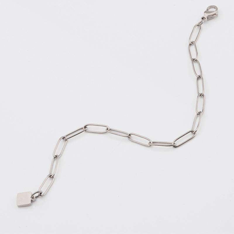 Chic Women s 14K Gold Plated Paperclip Chain Bracelet Paperclip Chain W/ Signature Square Block Gold Silver Plated Bracelets 18cm. серебряный