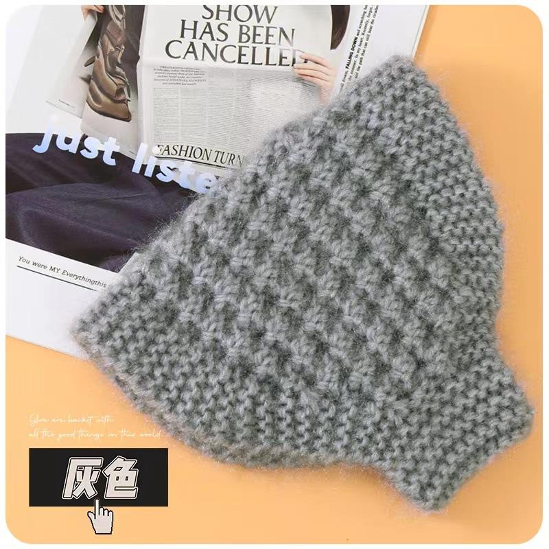 

New women s autumn and winter warm knitted headband squirrel fleece hair accessories fleece ear protection soft white hair hat wool cap сірий колір