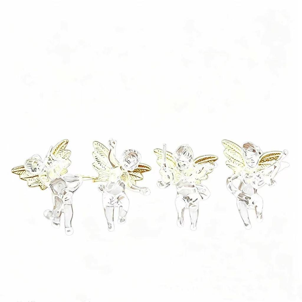New Christmas Products - Christmas Tree Decoration, Transparent Golden Little Angel Pendant, Angel Wings Pendant Item