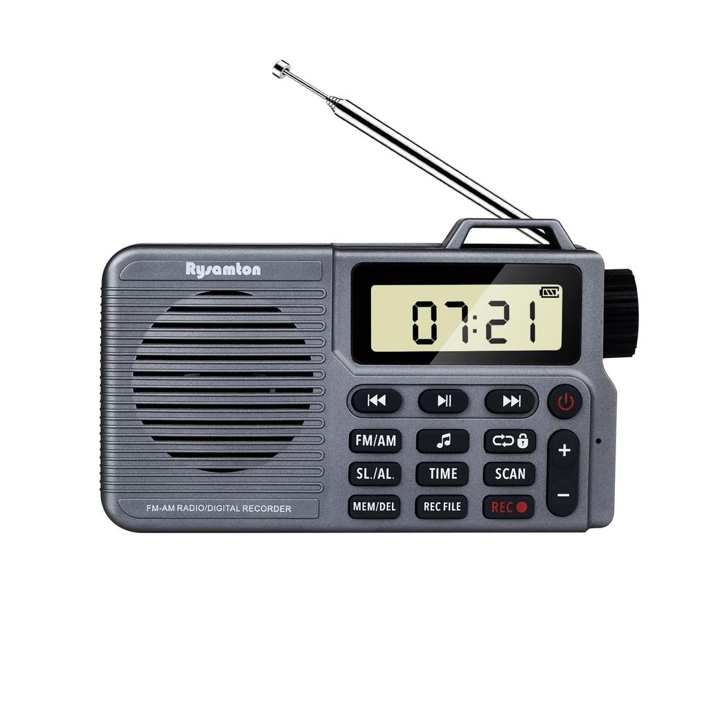 YOREK AM/FM Portable Radio with High Sensitivity Reception, Recording, Sleep Function, and Wide FM Compatible (Grey)