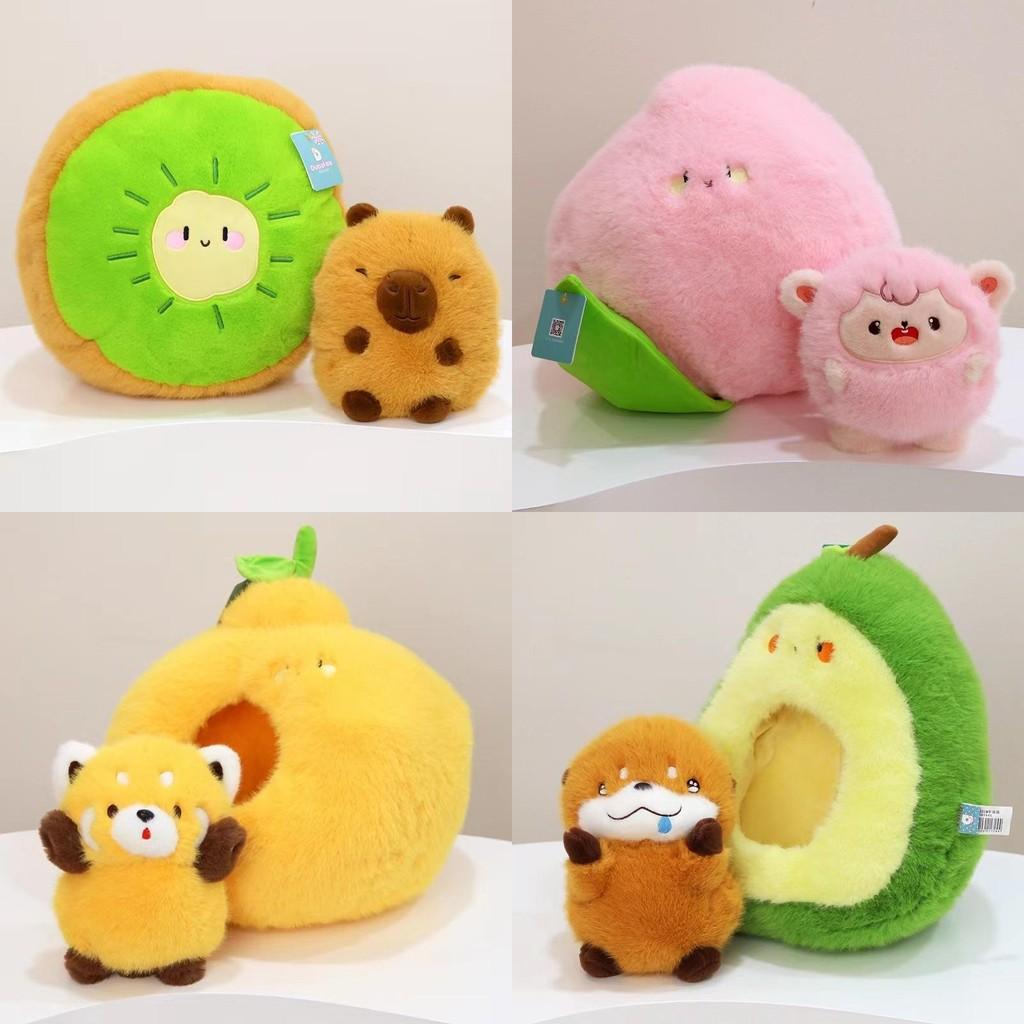 Fruit Kiwi Capybara Peach Plush Toy Animal Fruit Stuffed Doll Set Transformed