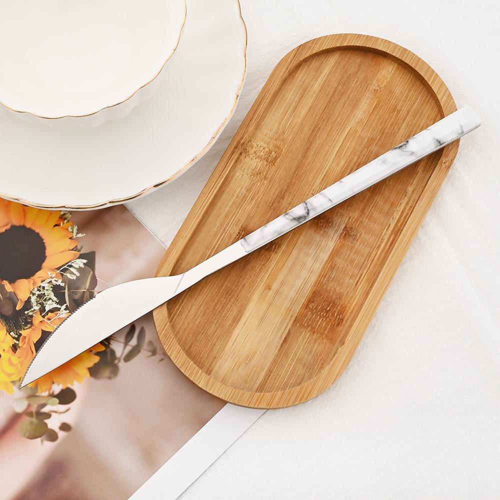 24Pcs High Quality Cutlery Set Knife Fork Spoon Dinnerware Set Stainless Steel Flatware Creative Imitation Wood Handle Tableware