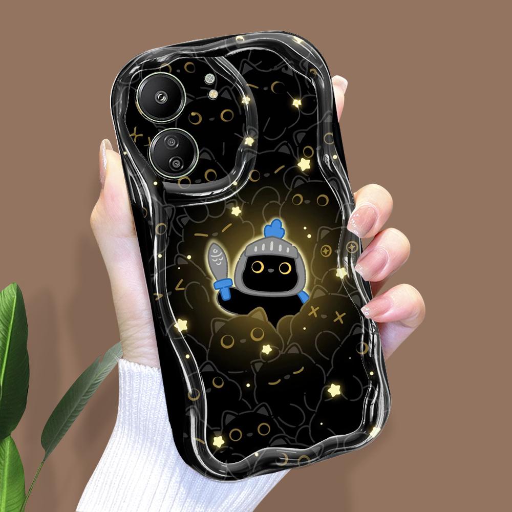 Carcasă cu textura cremă cu model de desene animate cu margine ondulată Husă din silicon moale pentru telefon pentru Xiaomi Redmi