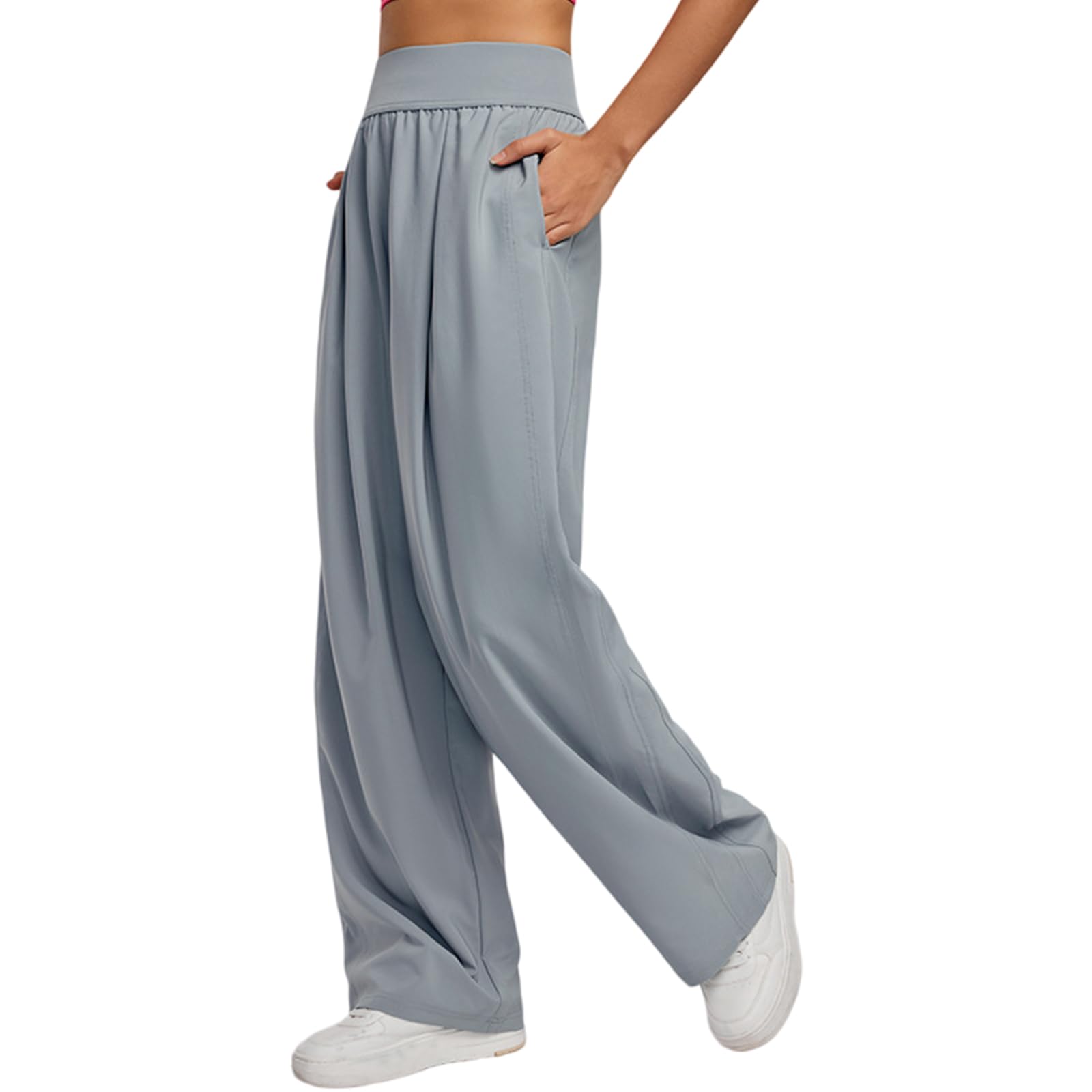 Kayiyasu Gaucho UV Long Perfect for and Everyday and Sizes Women s Wide-Leg Pants, Lightweight, Protection, High-Waisted, Relaxed, Pants, Breathable, серый