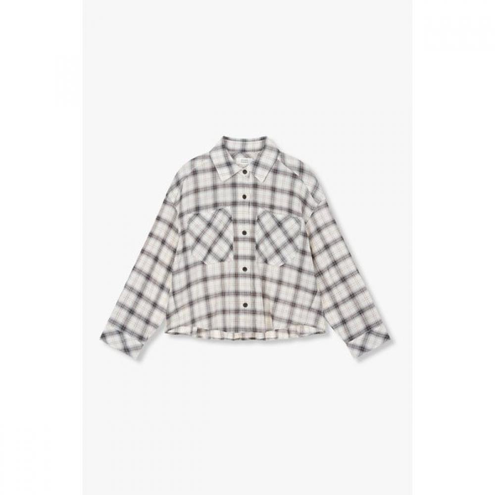 Studio Tomboy Check Pattern Crop Shirt 9176221982 ivory (06)/OS