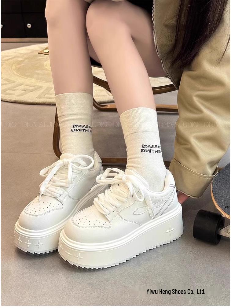 Baskets blanches à semelles épaisses pour femmes: Chaussures à plateforme automne 2025, Style sportif décontracté polyvalent augmentant la hauteur