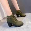 Fashion Women Boots Lace Up Ankle Boots Spring Fashion Outdoor Pumps Boots Black Buckle High Heel Boot Plus Size Platform Women Shoes