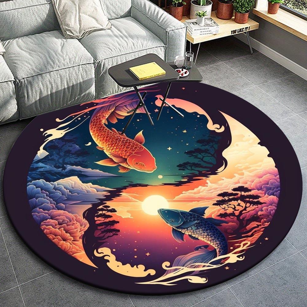 

1pc Retro 9417049045 Pattern Round Floor Mat, Non-slip for Living Room Bedroom Chair Carpets Home Decor Gifts, Home Decor Room Decor Outdoor 80cm by 80cm