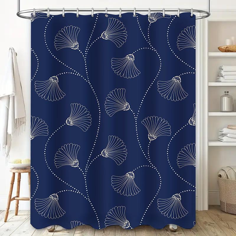 Elegant Blue Ginkgo Shower Curtain Pattern Bath Decor Waterproof Liner For Bathroom Accessories Home Decoration Modern Style