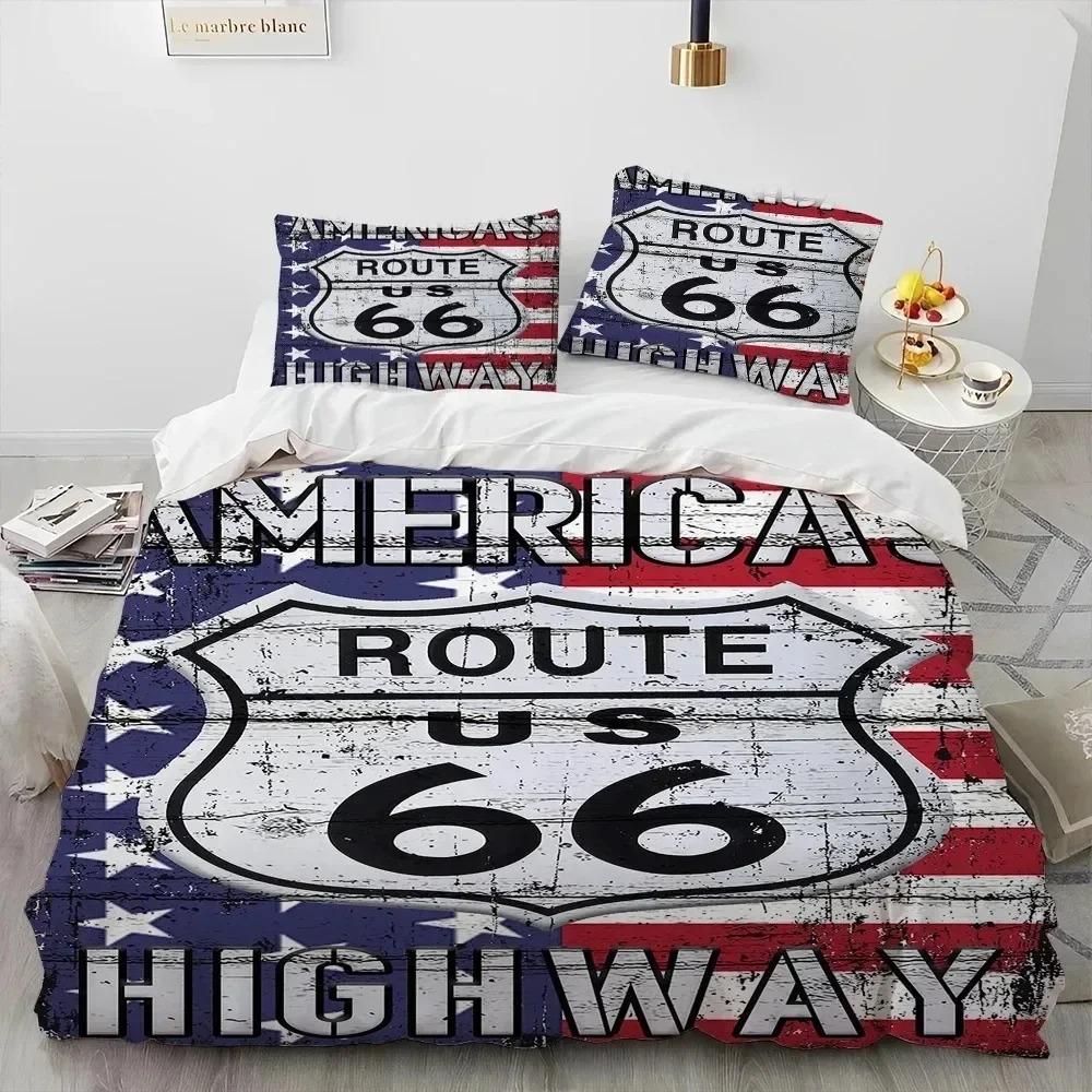 3D Print Historic Route 6 Mother Road Beding Set Bedrom Soft Modern Bedspreads Comefortable Soft with Soft Fabric Duvet Cover Quilt Pilowcase