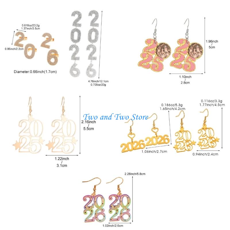 HX6F Creative 2026 Theme Earrings Acrylic Texture Geometric Earrings Ear Jewelry Suitable for Elegant Women Daily Wear