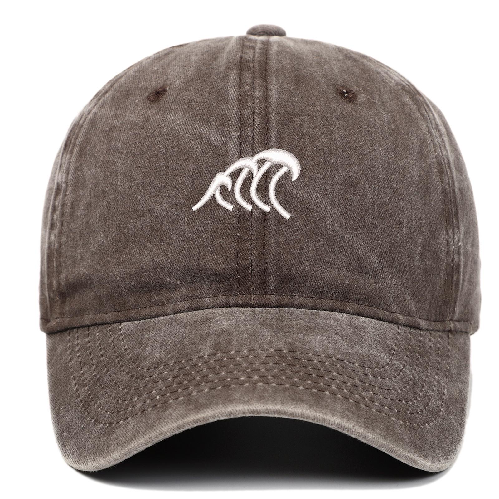 Retro Wave Embroidered Denim Baseball Cap: Unisex Casual Curved Brim Sun Hat One Size