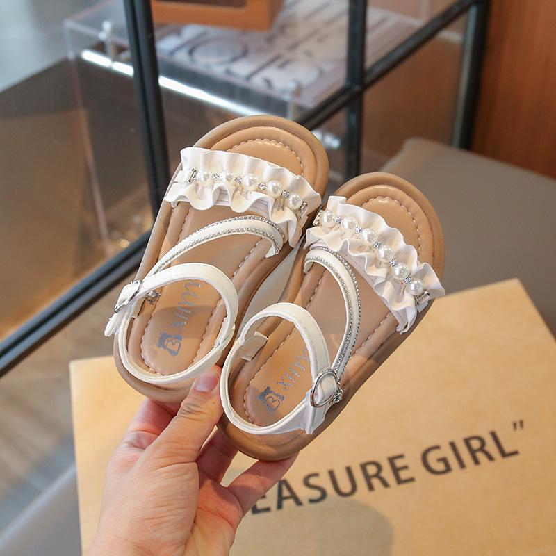 

Girls Sandals2026Summer New Children s Ballet-Style Princess Shoes with Bow and Lace for Baby Girls, Soft Sole Shoes 26the Length Within the C бежевый