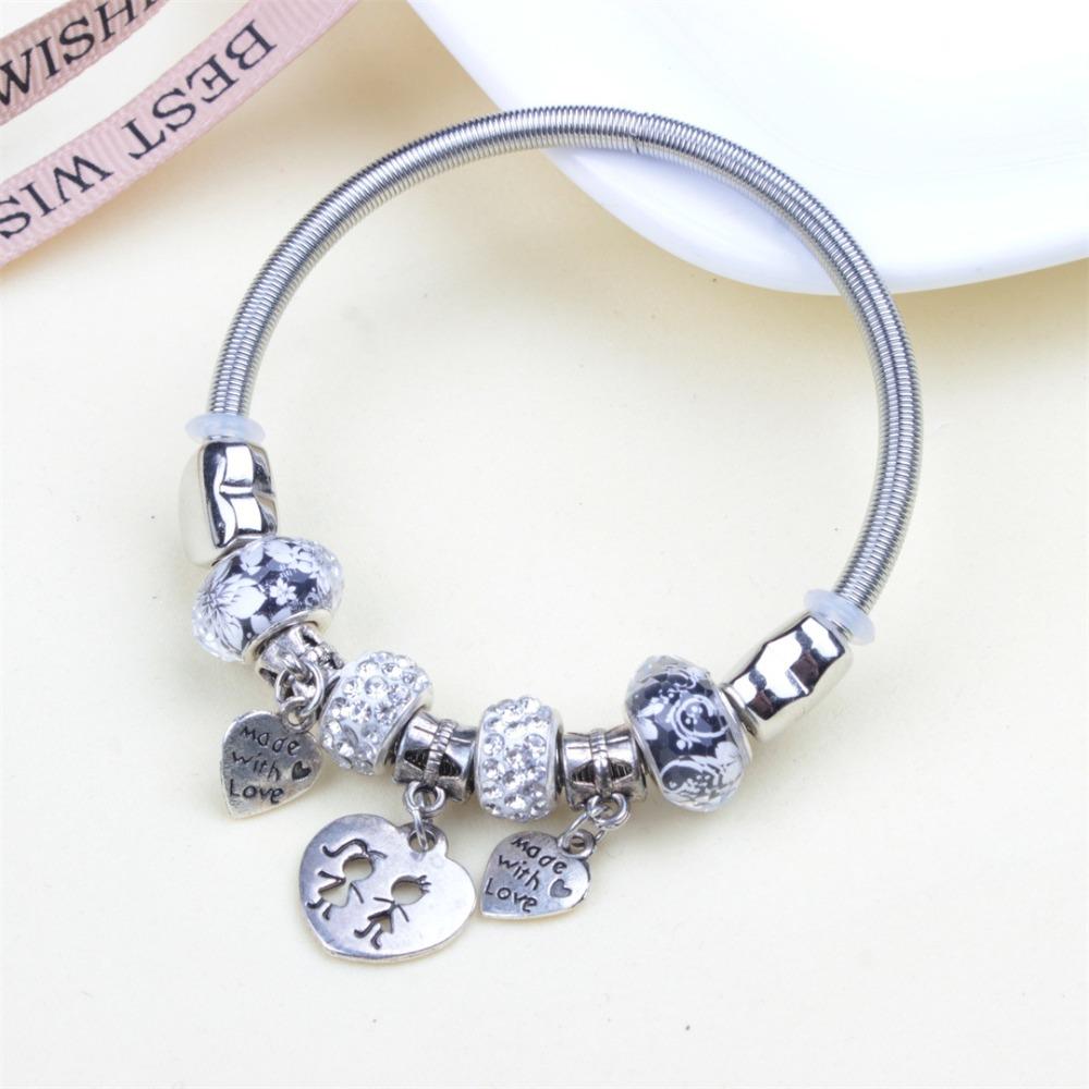 Beaded Bracelet Bangle Multi Element Stainless Steel Copper Alloy Open Spring Snake Bone Chain