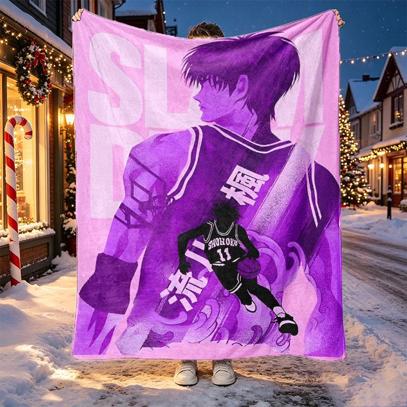 SLAM DUNK Pattern Blanket for Home Decoration, Bed, Sofa, Car Travel, Camping, Suitable for All Seasons, Birthday Christmas Gift
