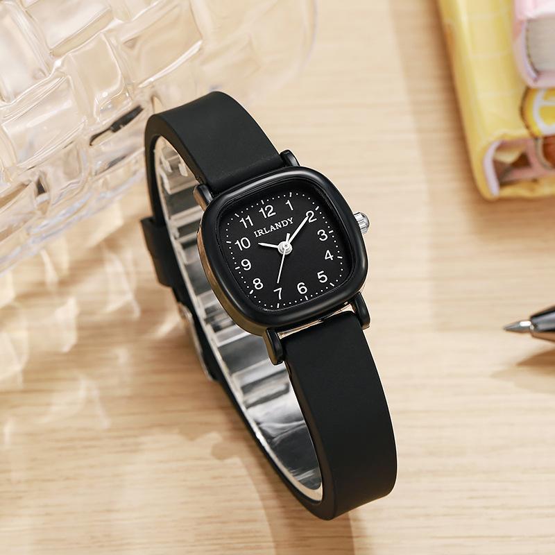 Fashion Silicone Strap Women Quartz Watch Simple Square Arabic Dial Ladies Wristwatches Girls Clock Student Daily Use