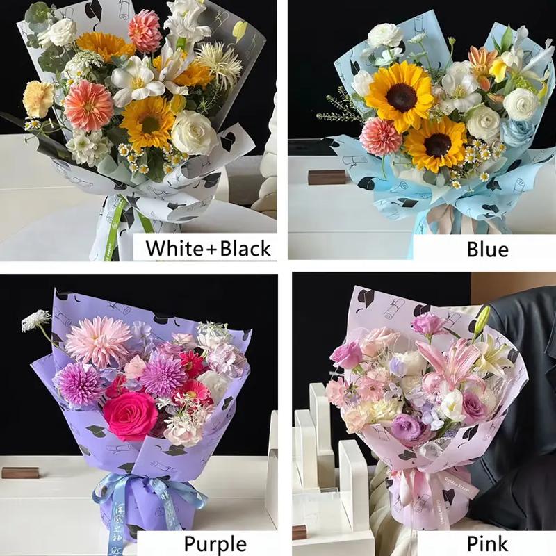 5/10pcs Doctor's Hat Bouquet Paper Gift Packaging Gift Flower Paper Pearl Film 57x57cm