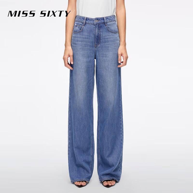 

MISS SIXTY 2025 Летние женские джинсы с высокой посадкой, прямого кроя, с драпировкой 30