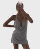 Rhinestone Spaghetti Strap Deep V Backless Nightclub Dress YX1401