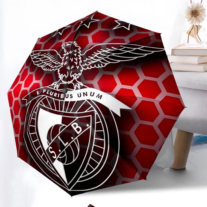 Benfica FC Fashionable Automatic Opening/Closing Folding Umbrella. Portable and Foldable, Ideal for Gift, Travel, and Daily Use.