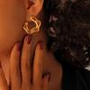 Vintage Multi-color Zirconia Ear Cuffs, 18K Gold Titanium Steel, Elegant Earrings