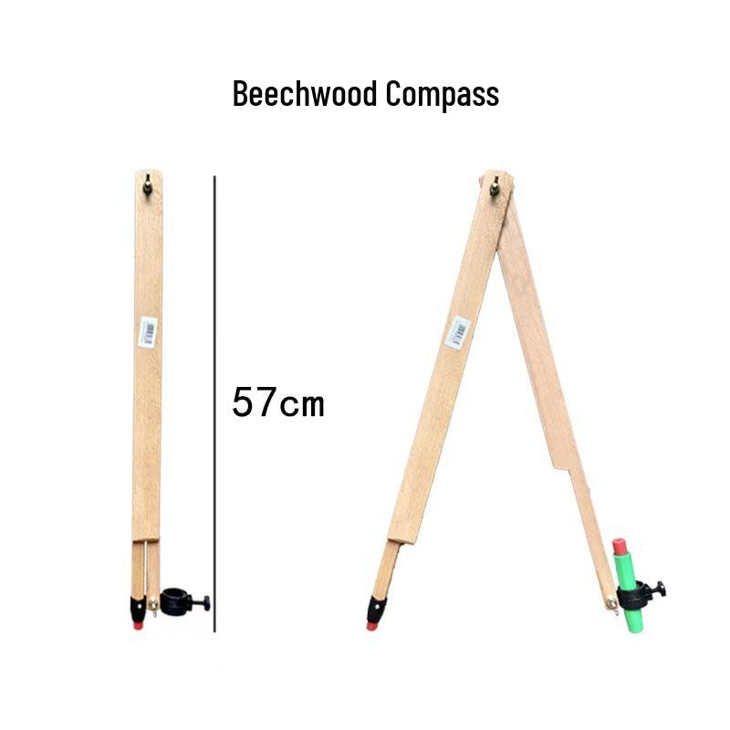 Solid Wood Beech Handle Teacher's Ruler and Protractor Set for Whiteboard/Blackboard