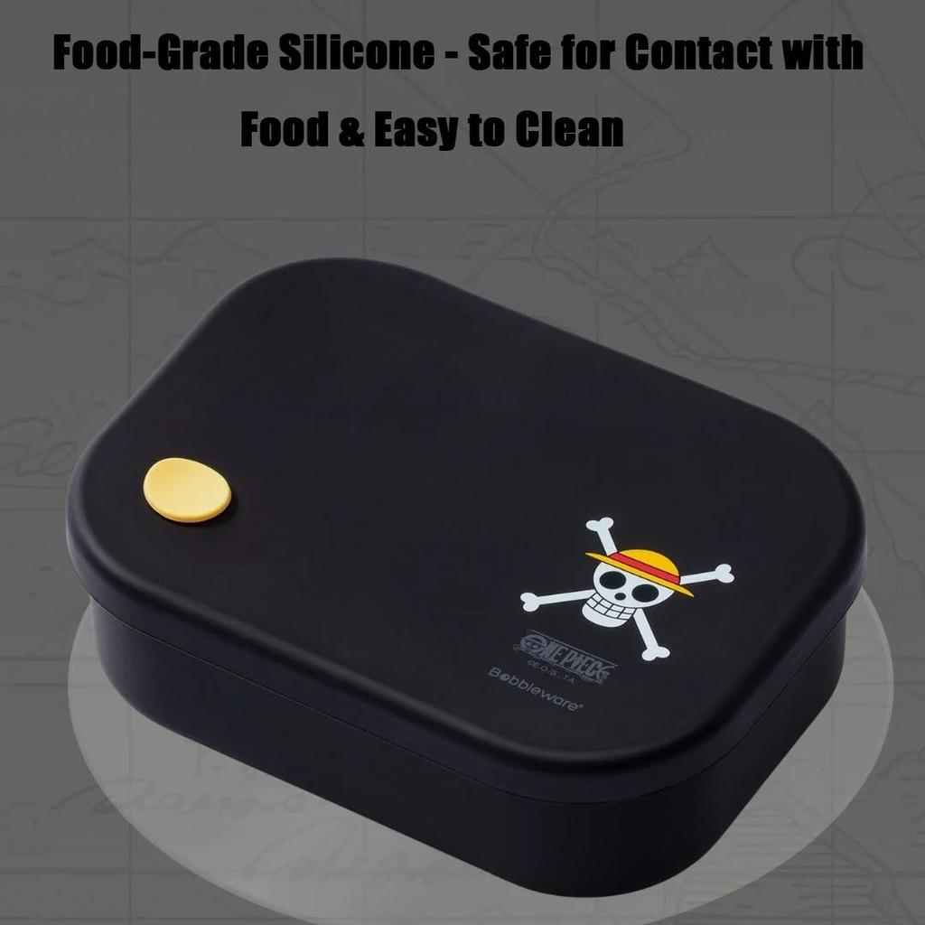1pc Officially Licensed ONE PIECE Luffy & Zoro Silicone Lunch Box | Food-Grade, 4-Compartment, Leak-Proof