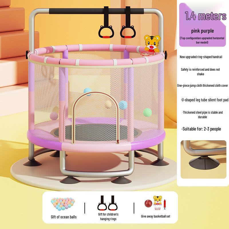 Children's Indoor Trampoline & Swing Set with Anti-Tip Safety Bar
