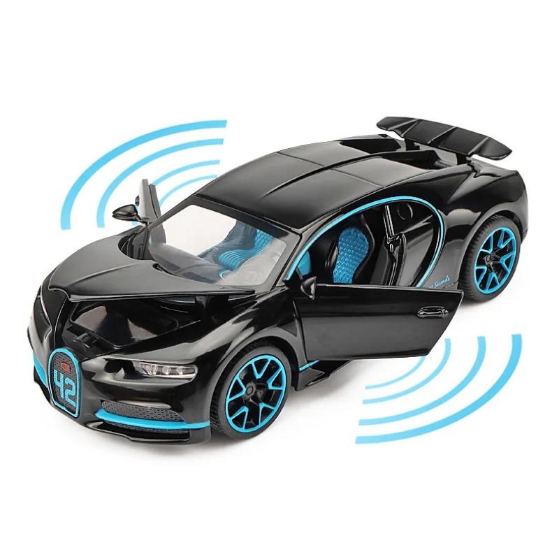 1/32 Bugatti Diecast Alloy Car Model Metal Pull Back Simulation Car Toy Boy Sports Car  Acousto-optic With To Open The Door Gift Car Toy
