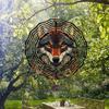 Rose Red Wolf Design 2D Metal Wind Chime Outdoor Hanging Decor for Garden Yard Home Wedding Birthday Christmas Gift