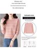 Women's Early Autumn Pink Cutout Knitwear: Gentle Style, Loose Fit, Slimming, Round Neck, Long Sleeve Top.
