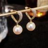Huitan Korean Imitation Pearl Dangle Earrings for Women Gold Color Love Earrings Temperament Girl Ear Accessories Trendy Jewelry