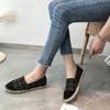 Women's Cloth Shoes Fashion Strip Plaid Tweed Straw Shoes Retro Flax Espadrilles Female Flats Slip-on Loafers Beach Casual Shoes