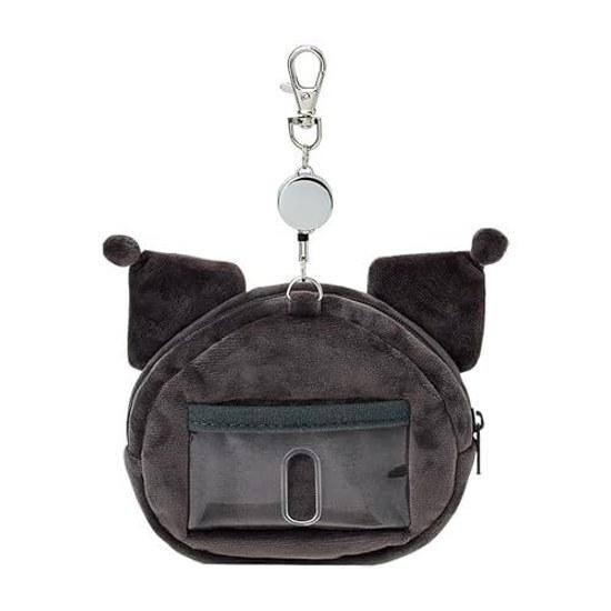 Sanrio Face-Shaped Pass Case Pouch CottonPVCSteelPolyester Ticket Holder Reel Small Item Storage Suitable Ages 15 Up
