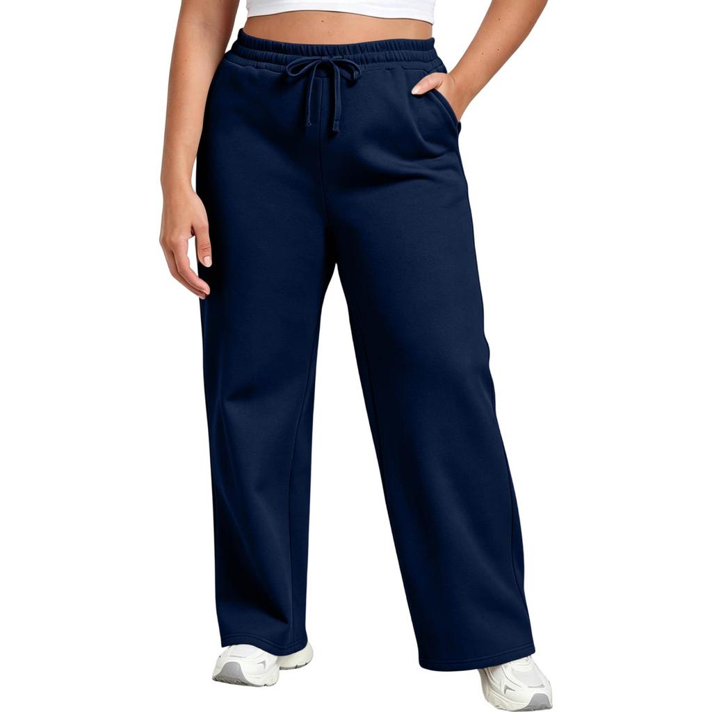Unisex Size Sweatpants with Pockets Loose Straight Leg Casual Pants for Men and Women
