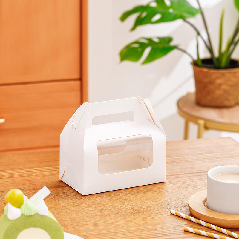 10pcs Cake Packing Boxes With Window Portable Cake Box Swiss Roll Mousse Dessert Gift Box Wedding Favors Xmas Party Decoration